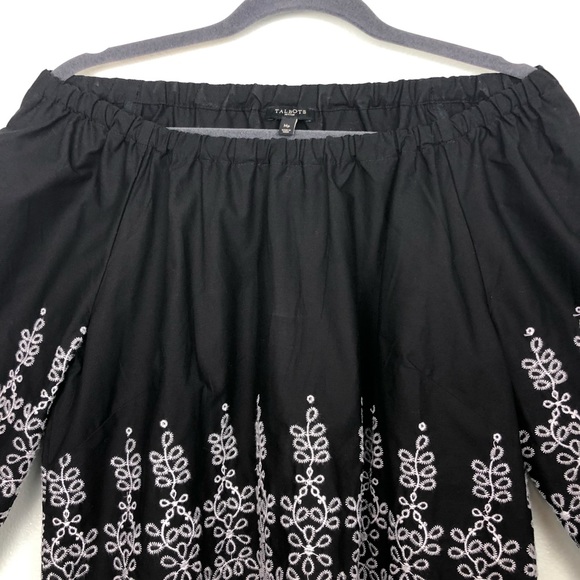 Talbots MP Off Shoulder Embroidered Eyelet Tunic - Picture 5 of 16
